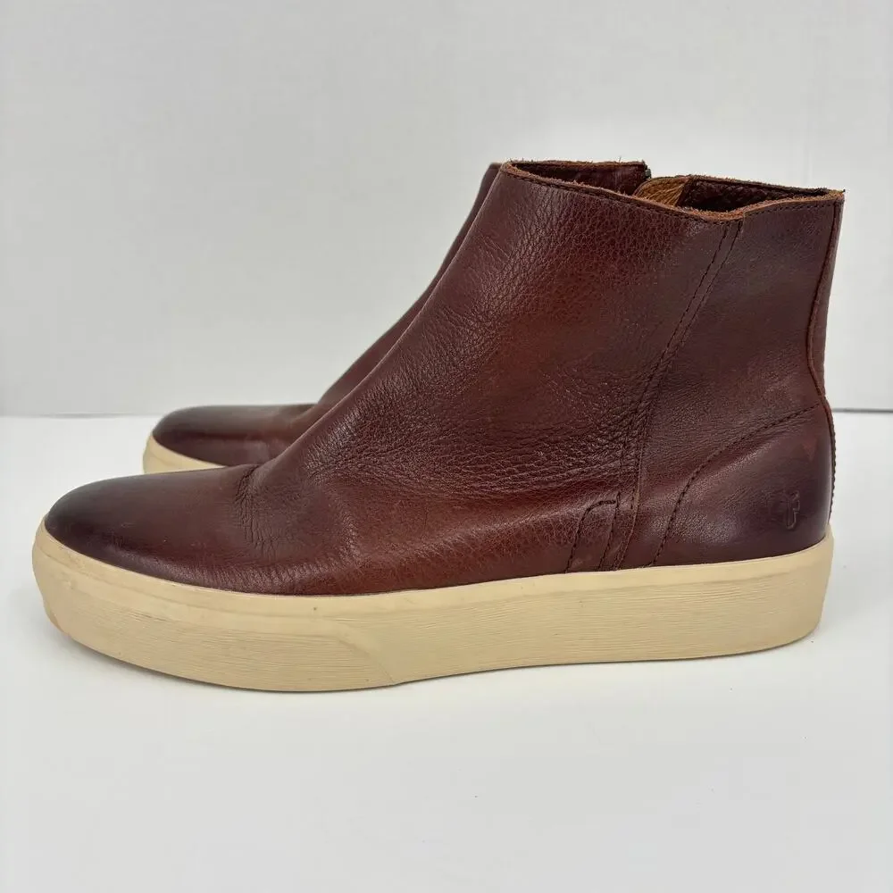 Frye Beacon Boots Mens Size 11.5 Brown Leather Inside Zip Casual Dress